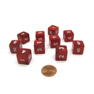 Pack of 10 D6 16mm Koplow Games Pearl Numbered Dice - Red - Your Source for Gaming Essentials Shop