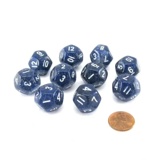 Pack of 10 D12 20mm Koplow Games Glitter Dice - Blue - Your Source for Gaming Essentials Best