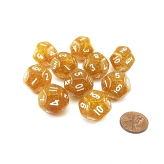 Pack of 10 D12 20mm Koplow Games Glitter Dice - Yellow - Your Source for Gaming Essentials Online