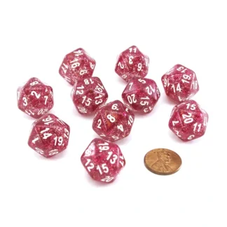 Pack of 10 D20 20mm Koplow Games Glitter Dice - Purple - Your Source for Gaming Essentials Discount