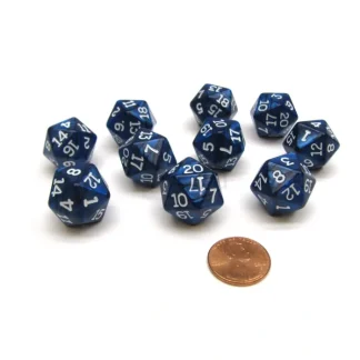 Pack of 10 D20 20mm Koplow Games Pearl Dice - Navy - Your Source for Gaming Essentials Hot