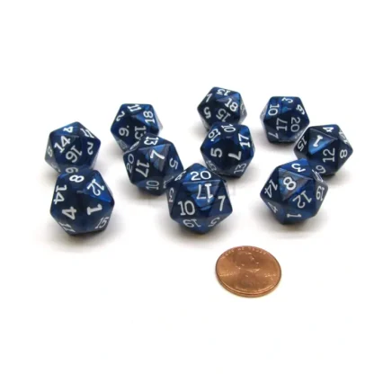 Pack of 10 D20 20mm Koplow Games Pearl Dice - Navy - Your Source for Gaming Essentials Hot