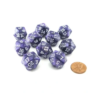 Pack of 10 D20 20mm Koplow Games Pearl Dice - Purple - Your Source for Gaming Essentials Cheap
