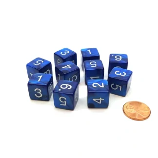 Pack of 10 D6 16mm Koplow Games Pearl Number Dice - Navy - Your Source for Gaming Essentials Sale