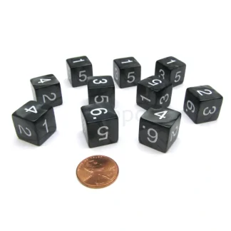 Pack of 10 D6 16mm Koplow Games Pearl Numbered Dice - Charcoal - Your Source for Gaming Essentials Fashion