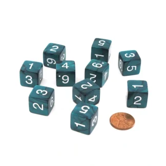 Pack of 10 D6 16mm Koplow Games Pearl Numbered Dice - Emerald - Your Source for Gaming Essentials Flash Sale