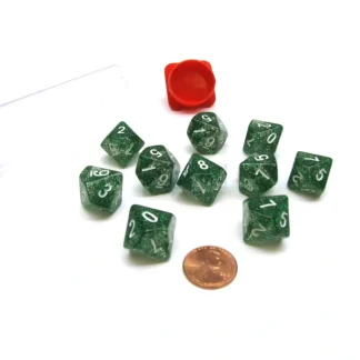 Pack of 10 D10 16mm Koplow Games Glitter Dice - Green - Your Source for Gaming Essentials New