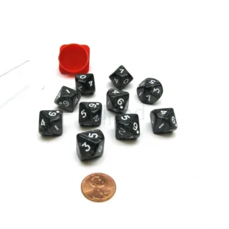 Pack of 10 D10 16mm Koplow Games Pearl Dice - Charcoal - Your Source for Gaming Essentials New
