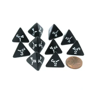 Pack of 10 D4 18mm Opaque Dice - Black with White Numbers - Your Source for Gaming Essentials Best