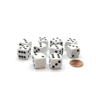 Pack of 10 D6 16mm Round Corner Dice with One Blank Side - White with Black Pips - Your Source for Gaming Essentials Online
