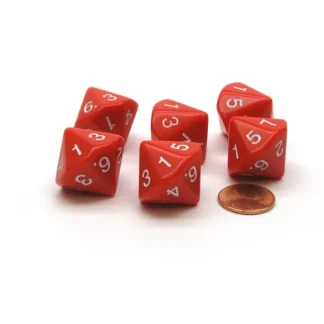 Pack of 6 D7 14-Sided 20mm Numbered 1 to 7 Twice Dice - Red with White - Your Source for Gaming Essentials Store