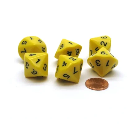 Pack of 6 D7 14-Sided 20mm Numbered 1 to 7 Twice Dice - Yellow with Black - Your Source for Gaming Essentials Sale