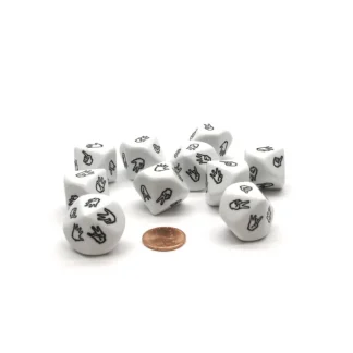 Pack of 10 D10 Sign Language Dice, 1 to 10 - White with Black Etches - Your Source for Gaming Essentials Cheap