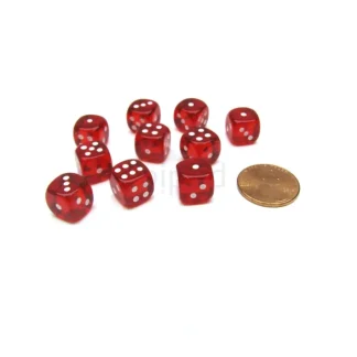 Pack of 10 Deluxe Round Edge Small 10mm Transparent D6 Dice - Red - Your Source for Gaming Essentials Hot