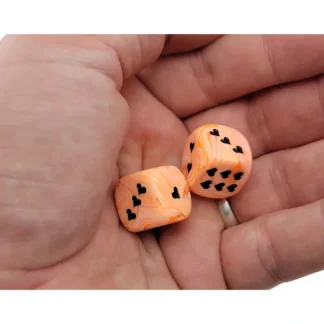 Pack of 2 Heart 'Ice Cream' 16mm D6 Chessex Dice - Orange with Black Hearts - Your Source for Gaming Essentials Fashion