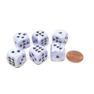 Pack of 6 Heart 'Ice Cream' 16mm D6 Chessex Dice - Blue with Black Hearts - Your Source for Gaming Essentials Clearance