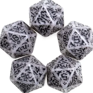 Pack of 5 Jumbo D20 Battle-Scarred RPG Dice - Clear with Black Etches - Your Source for Gaming Essentials Clearance