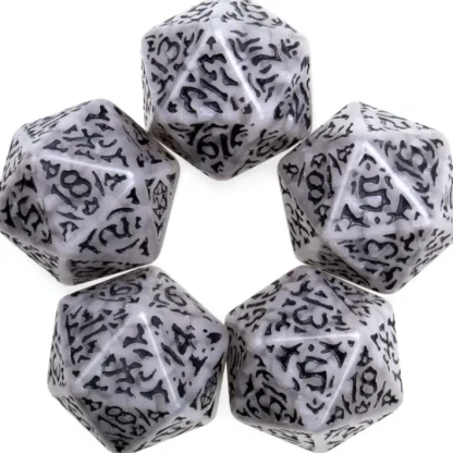 Pack of 5 Jumbo D20 Battle-Scarred RPG Dice - Clear with Black Etches - Your Source for Gaming Essentials Clearance