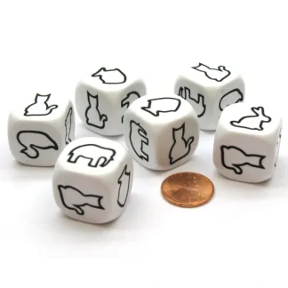Pack of 6 22mm Animal Attribute Dice - Duck, Fish, Elephant, Rabbit, Horse, Cat - Your Source for Gaming Essentials Best