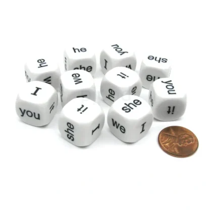 Pack of 10 16mm Educational English Pronouns Dice - I He She We You It - Your Source for Gaming Essentials Clearance