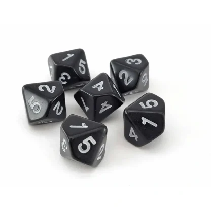 Pack of 6 20mm 10-Sided D5 Numbered 1 to 5 Twice Dice - Black with White - Your Source for Gaming Essentials Cheap