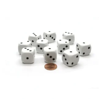 Pack of 10 20mm 6-Sided D3 Spot Dice Numbered 1-3 Twice - White with Black Pips - Your Source for Gaming Essentials Outlet