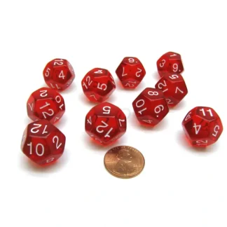 Pack of 10 Transparent 12 Sided D12 20mm Dice - Red - Your Source for Gaming Essentials Best