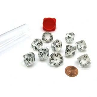 Pack of 10 Transparent 10 Sided D10 16mm Dice - Clear - Your Source for Gaming Essentials Sale