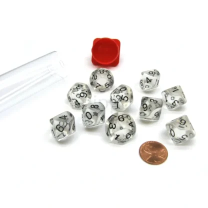 Pack of 10 Transparent 10 Sided D10 16mm Dice - Clear - Your Source for Gaming Essentials Sale
