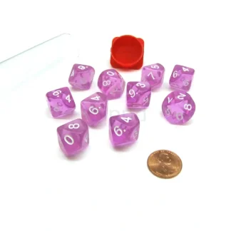 Pack of 10 Transparent 10 Sided D10 16mm Dice - Orchid - Your Source for Gaming Essentials Flash Sale