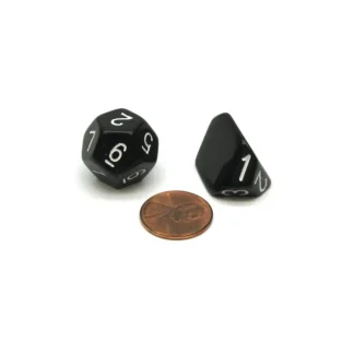 Pair of Recast 2d6 The Dice Lab Dice (1 D3 & 1 D12) - Black with White Numbers - Your Source for Gaming Essentials Clearance