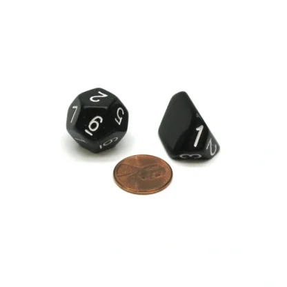 Pair of Recast 2d6 The Dice Lab Dice (1 D3 & 1 D12) - Black with White Numbers - Your Source for Gaming Essentials Clearance