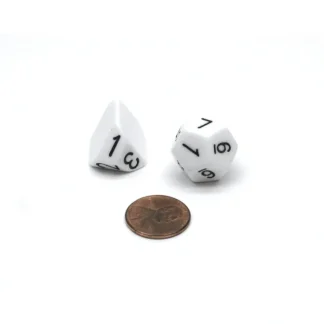 Pair of Recast 2d6 The Dice Lab Dice (1 D3 & 1 D12) - White with Black Numbers - Your Source for Gaming Essentials Cheap