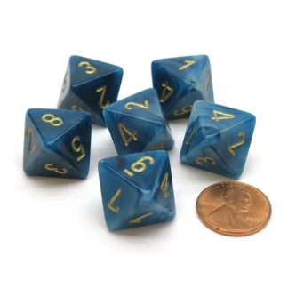 Phantom 15mm 8 Sided D8 Chessex Dice, 6 Pieces - Teal with Gold - Your Source for Gaming Essentials Best