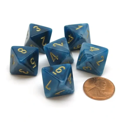 Phantom 15mm 8 Sided D8 Chessex Dice, 6 Pieces - Teal with Gold - Your Source for Gaming Essentials Best