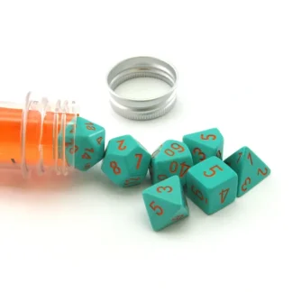 Polyhedral 7-Die Chessex Lab Dice 4 Set - Heavy Dice Turquoise with Orange - Your Source for Gaming Essentials Best