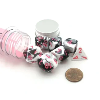Polyhedral 7-Die Chessex Lab Dice 4 Set - Gemini Black-White with Pink Numbers - Your Source for Gaming Essentials Best Sale