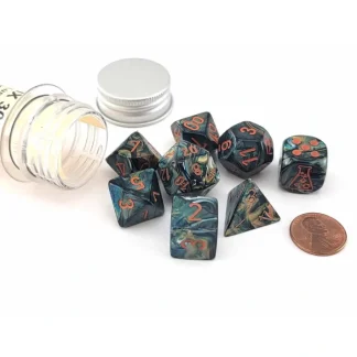 Polyhedral 7-Die Chessex Lab Dice 5 Set - Lustrous Alpestris with Orange - Your Source for Gaming Essentials Flash Sale