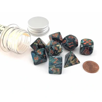 Polyhedral 7-Die Chessex Lab Dice 5 Set - Lustrous Alpestris with Orange - Your Source for Gaming Essentials Flash Sale