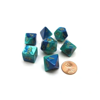 Polyhedral 7-Die Gemini Chessex Dice Set - Blue-Teal with Gold Numbers - Your Source for Gaming Essentials Cheap