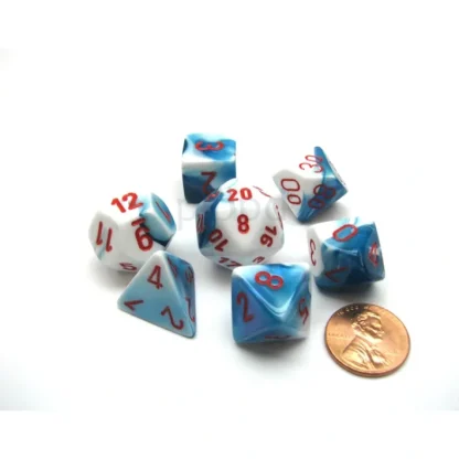 Polyhedral 7-Die Gemini Chessex Dice Set - Astral Blue-White with Red Numbers - Your Source for Gaming Essentials Sale