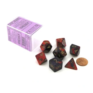 Polyhedral 7-Die Gemini Chessex Dice Set - Purple-Red with Gold Numbers - Your Source for Gaming Essentials Fashion
