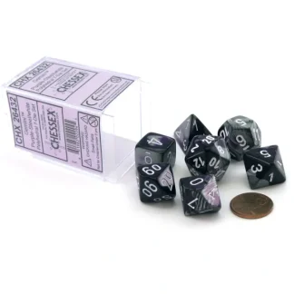 Polyhedral 7-Die Gemini Chessex Dice Set - Purple-Steel with White Numbers - Your Source for Gaming Essentials Online