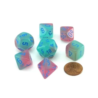 Polyhedral 7-Die Gemini Chessex Lab Dice 3 Set with Luminary - Gel Green-Pink - Your Source for Gaming Essentials Online