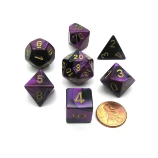 Polyhedral 7-Die Gemini Chessex Dice Set - Black-Purple with Gold Numbers - Your Source for Gaming Essentials Shop