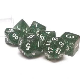 Polyhedral 7-Die Glitter Dice Set - Green - Your Source for Gaming Essentials Cheap