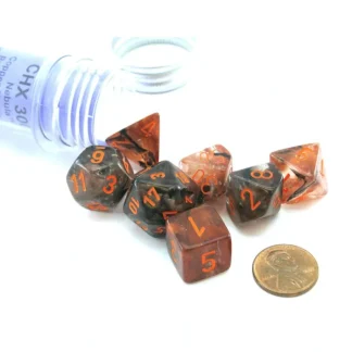 Polyhedral 7-Die Luminary Chessex Lab Dice 4 - Nebula Copper Matrix with Orange - Your Source for Gaming Essentials Best Sale