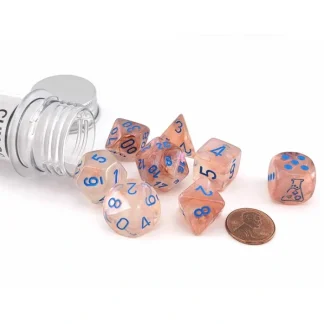 Polyhedral 7-Die Luminary Lab Dice 5 Set - Borealis Rose Gold with Light Blue - Your Source for Gaming Essentials Best Sale