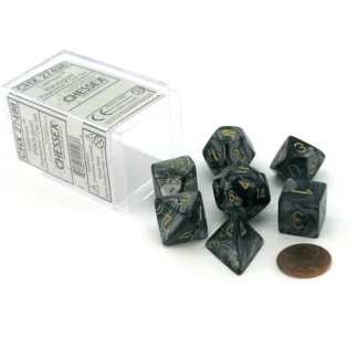 Polyhedral 7-Die Lustrous Chessex Dice Set - Black with Gold Numbers - Your Source for Gaming Essentials Hot