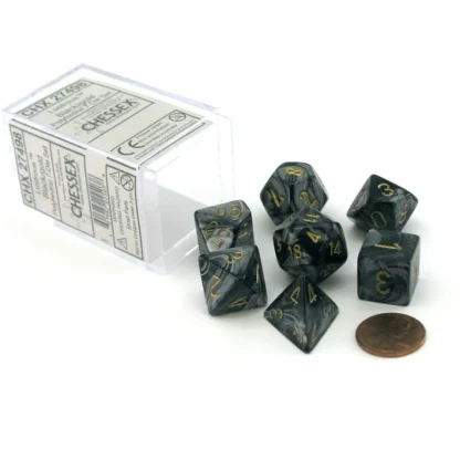 Polyhedral 7-Die Lustrous Chessex Dice Set - Black with Gold Numbers - Your Source for Gaming Essentials Hot